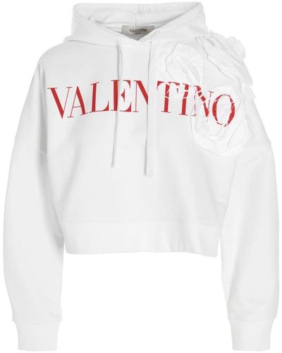 Valentino Weißer logo-kapuzenpullover für frauen