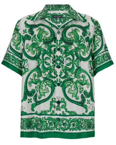 Dolce & Gabbana Grüne hemden mit maiolica-look
