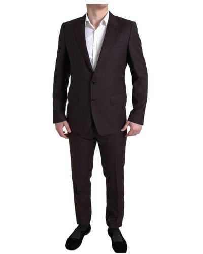 Dolce & Gabbana Maroon slim fit suit - martini model - Schwarz