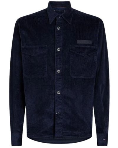 Tommy Hilfiger Camicia in velluto a coste con tasche abbottonate - Blu