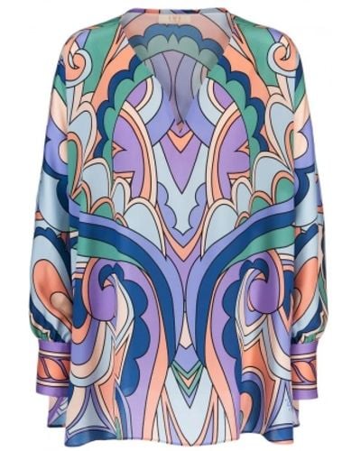 Ivi Lavendelrosa v-ausschnitt tunika langarm - Blau