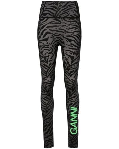 Ganni Zebra print leggings high-waisted style - Schwarz