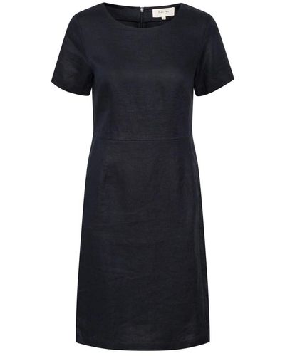 Part Two Vestido de lino simple con mangas cortas - Negro