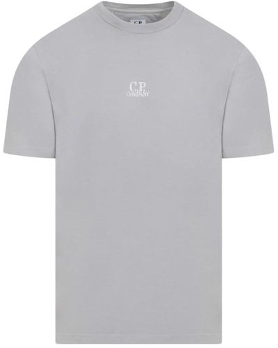 C.P. Company Graues baumwoll-t-shirt mit logo-stickerei