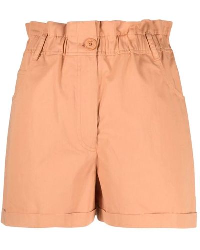 KENZO Shorts de algodón de alta calidad con detalles fruncidos - Naranja
