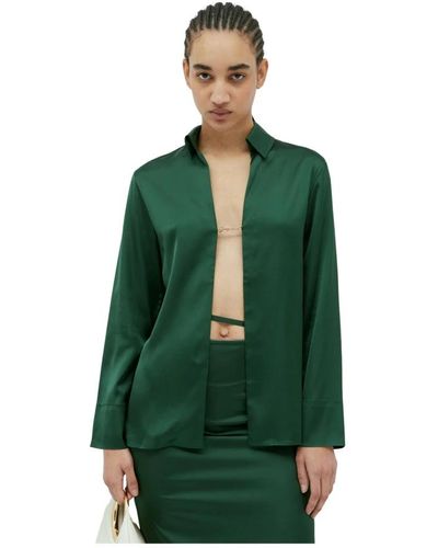 Jacquemus Satin-gewebe klassisches hemd - Grün