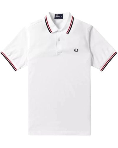 Fred Perry Slim fit twin tipped polo - Weiß