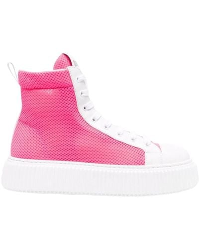 Miu Miu Leather Hi Top Sneakers - Pink