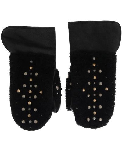 Dolce & Gabbana Schwarze shearling nietenhandschuhe