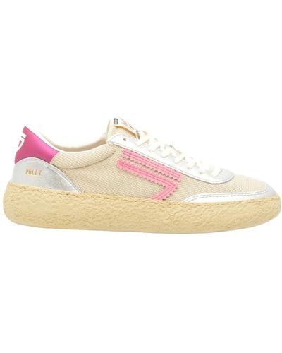 PURAAI Weiße stoff-sneakers mit silbernen und fuchsiafarbenen details - Pink