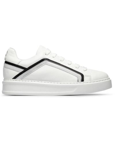 Fabi Sneakers da in pelle con inserti argento e nero - Bianco