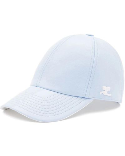 Courreges Cappello blu con logo patch
