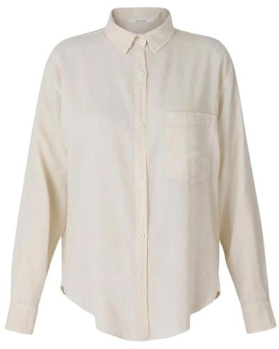 Pomandère Klassisches hemd aus naturgefärbter baumwolle und wolle - Weiß