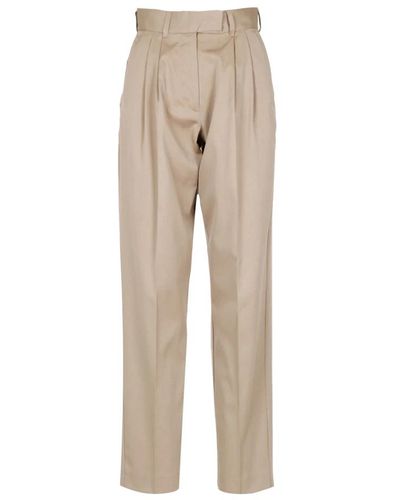 Cruna Pantalones marrones de talle alto de algodón - Neutro