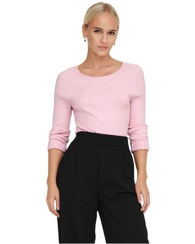 ONLY Crop langarm pullover - Pink