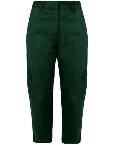 Bomboogie Pantaloni cargo in raso di cotone stretch pesante - Verde