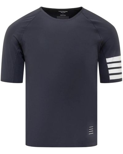 Thom Browne Blaues kompressions-t-shirt mit 4-streifen