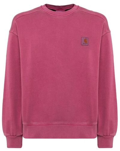 Carhartt Baumwoll-sweatshirt mit rundhalsausschnitt - Pink