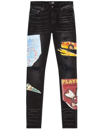 Amiri Slim-fit printed denim jeans - Schwarz