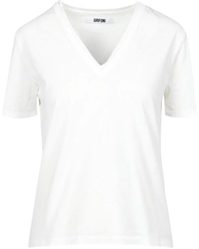 Mauro Grifoni Grifoni magliette bianca con scollo a v - Bianco