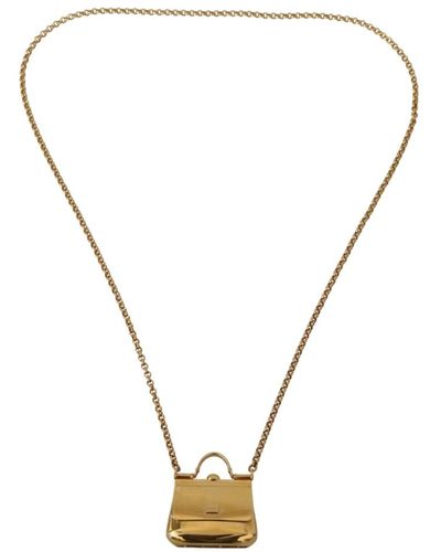 Dolce & Gabbana Collana con ciondolo a forma di micro borsa dorata - Metallizzato