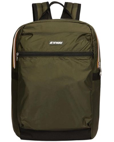 K-Way Backpacks,leichte faltbare regenjacke,schwarzer reiner nylonrucksack,stylischer rucksack für outdoor-abenteuer - Grün