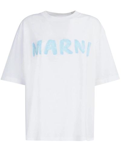 Marni Logo print oversized tshirt - Blanco