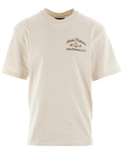 Amiri Alabaster baumwoll-jersey t-shirt mit motors logo - Natur