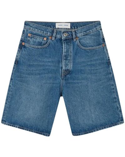 Samsøe & Samsøe Shorts de mezclilla corte holgado 100% algodón - Azul