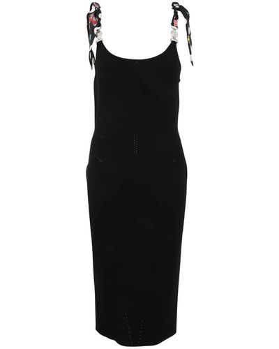 Versace Knit Dress Polka Dots Silk Twill Inserts Serie - Black