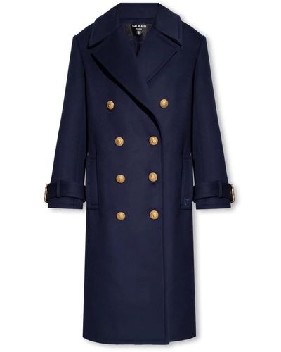 Balmain Coats > double-breasted coats - Bleu