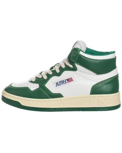 Autry Sneakers mid-top in pelle verde bianca