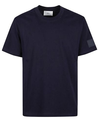 Ami Paris T-shirts,blaues logo patch baumwoll-t-shirt