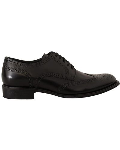 Dolce & Gabbana Chaussures habillées Oxford en cuir noir à bout ailé