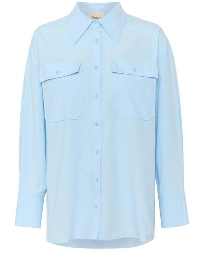 My Essential Wardrobe Himmel melange loose-fit hemd - Blau