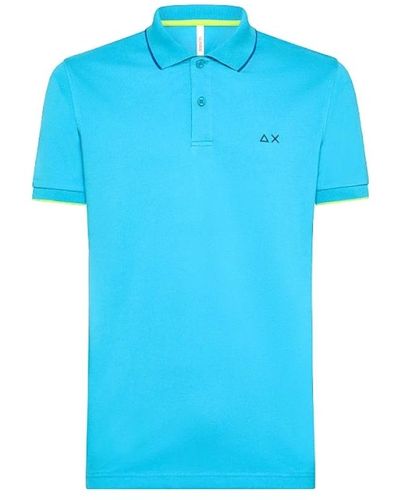 Sun 68 Polo-shirt mit schmalem profil türkis - Blau