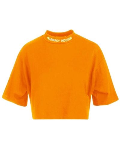 Pharmacy Industry T-shirt in cotone ricamata - Arancione