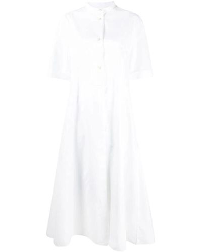 Jil Sander Baumwollhemdkleid mit langen ärmeln - Weiß