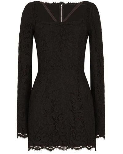 Dolce & Gabbana Spitzen minikleid quadratischer ausschnitt - Schwarz