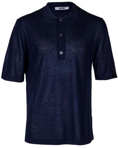 Mauro Grifoni Polo-shirt aus baumwolle und seide, polo aus baumwolle und seide - Blau