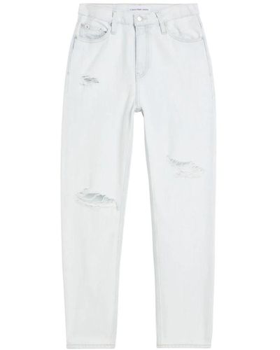 Calvin Klein Jeans mom denim claro - Blanco