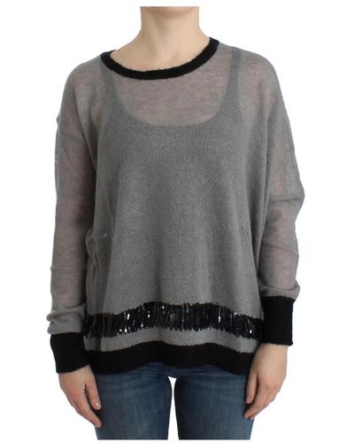 CoSTUME NATIONAL Gray embellished asymmetric sweater - Grigio