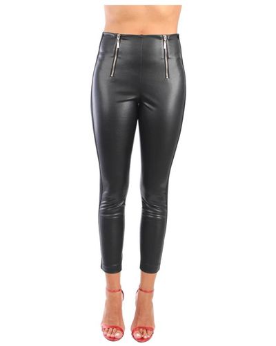 Twin Set Leather Trousers - Grey