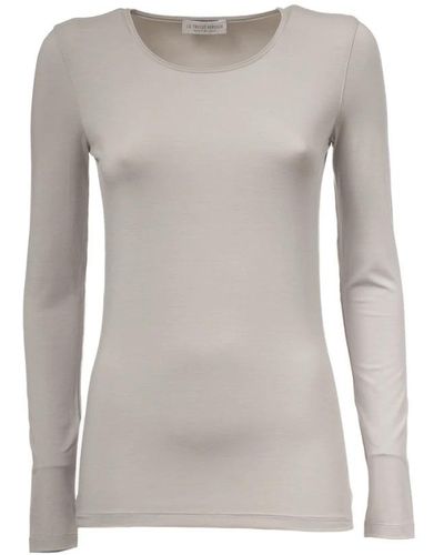 Le Tricot Perugia Long Sleeve Tops - Gray
