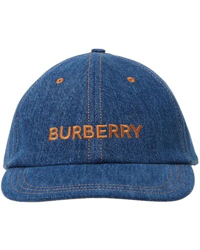 Burberry Gorra de béisbol de denim bordada - Azul
