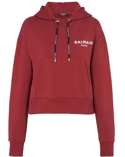 Balmain Weatshirt with mini flocked paris detail - Rosso