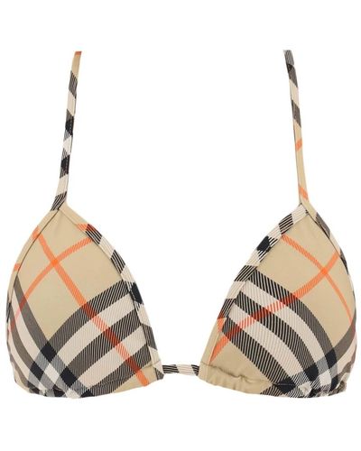 Burberry Top de bikini triángulo con estampado check - Neutro