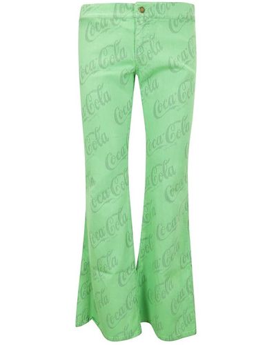 ERL Jacquard denim flare pantalones - Verde