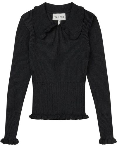 Munthe Schwarzer rüschenkragen pullover