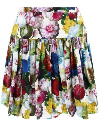 Dolce & Gabbana Falda de algodón con estampado de flores nocturnas - Multicolor